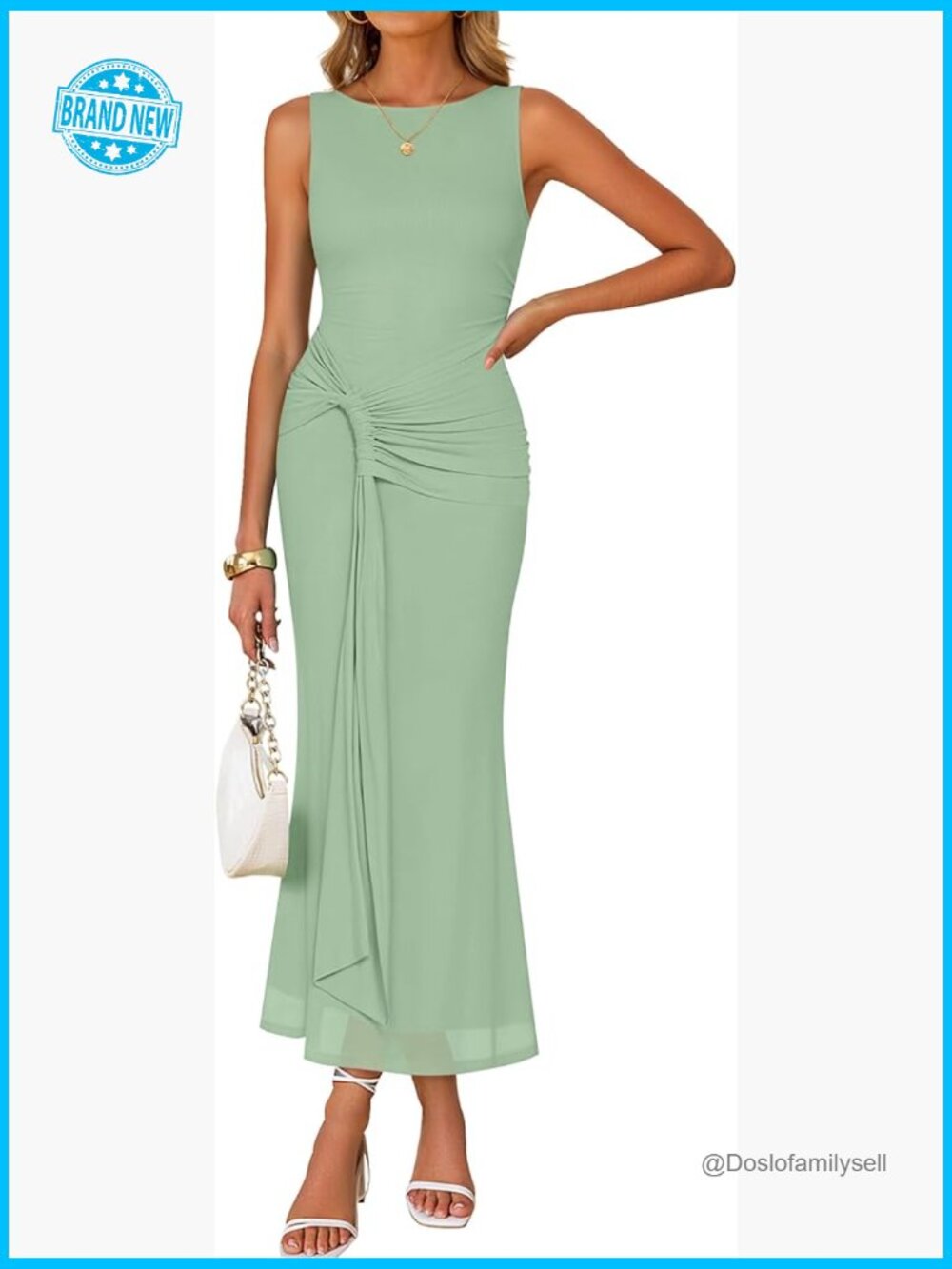 Sleeveless Bodycon Maxi Dress Ruched Crewneck Wedding Guest Cocktail Party 2026